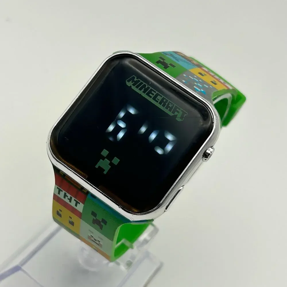 Accutime Minecraft LED Watch Featuring character-themed Silicone Strap